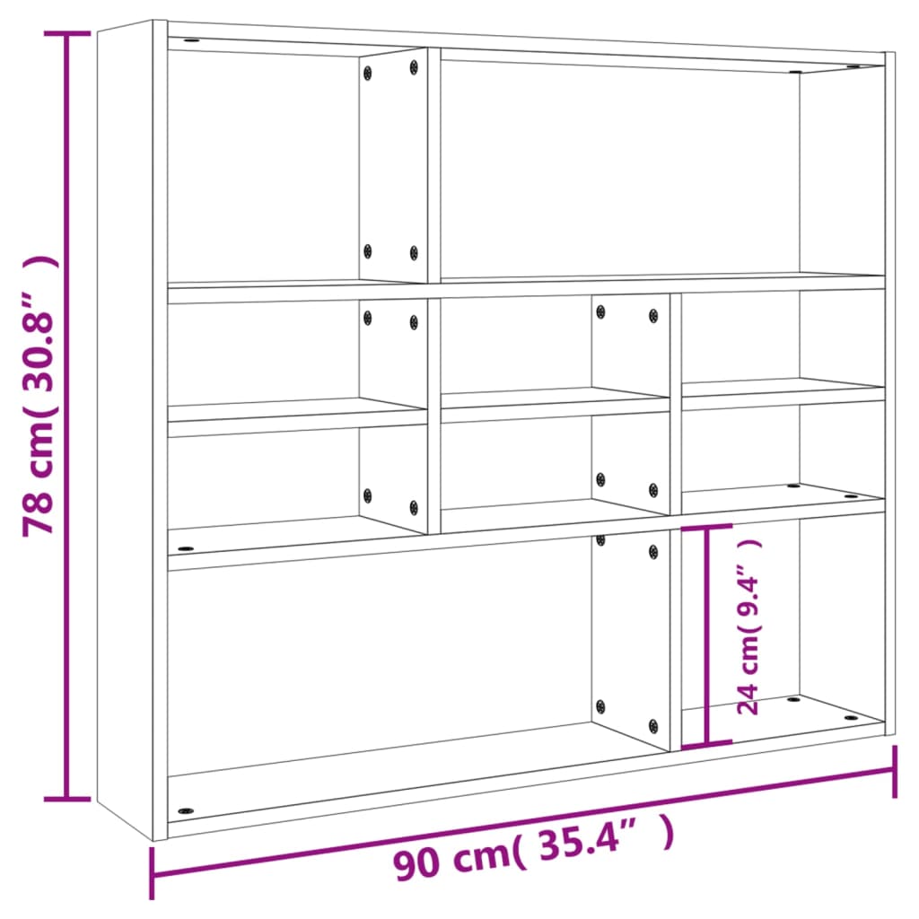 Wandschap 90x16x78 cm bewerkt hout sonoma eikenkleurig