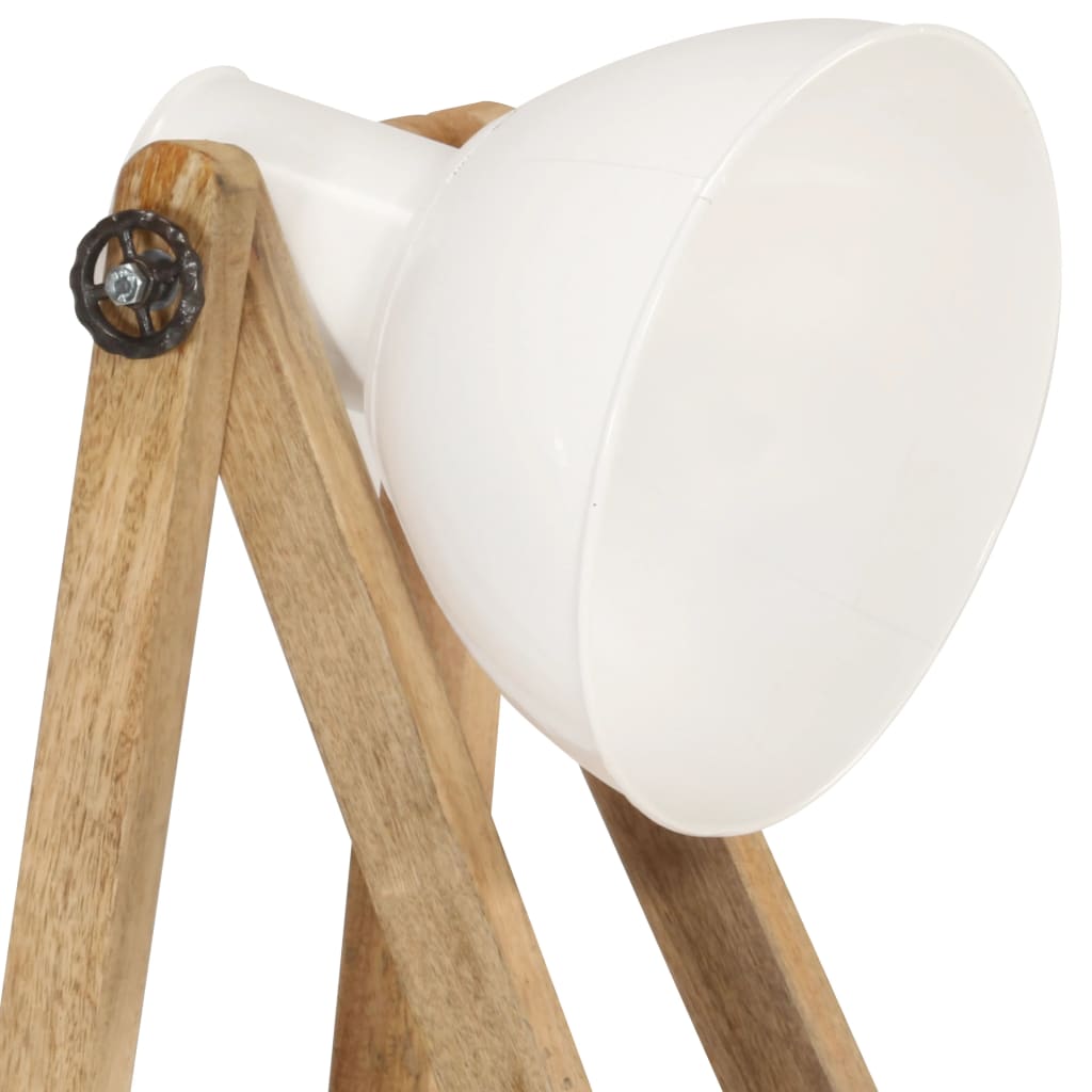 Vloerlamp E27 massief mangohout wit