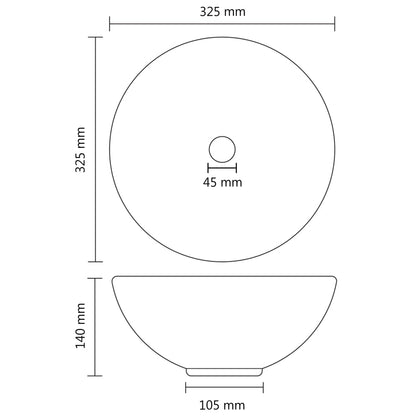 Wastafel rond 32,5x14 cm keramiek mat lichtblauw