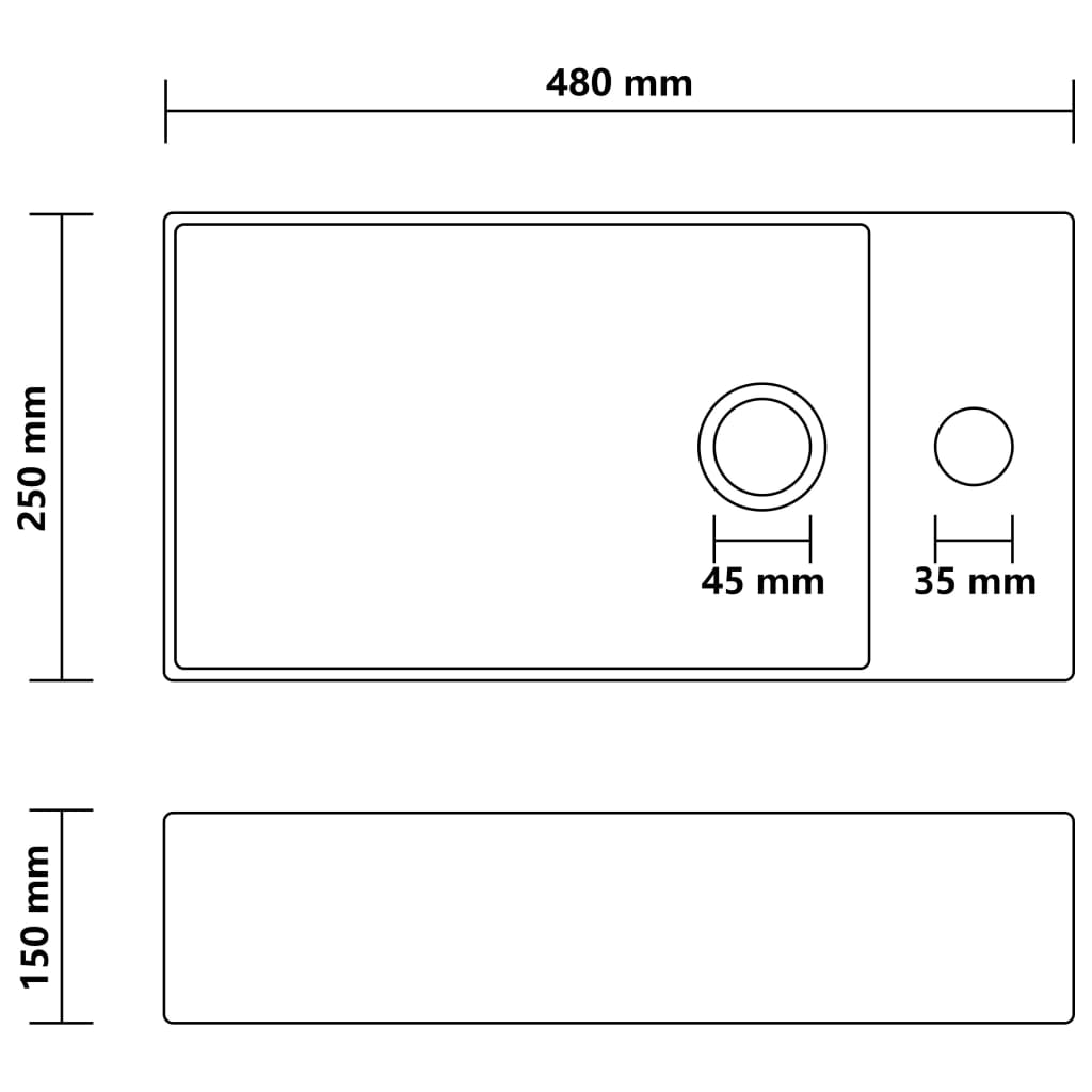 Wastafel met overloop keramiek matroze