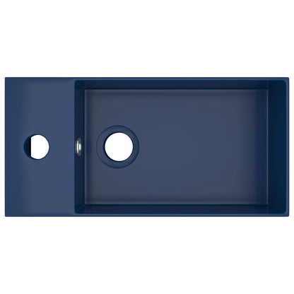 Wastafel met overloop keramiek donkerblauw