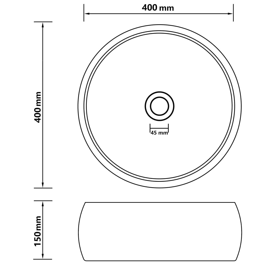 Wastafel rond 40x15 cm keramiek mat donkergrijs