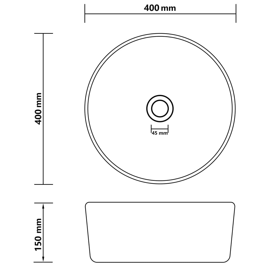 Wastafel rond 40x15 cm keramiek mat lichtblauw