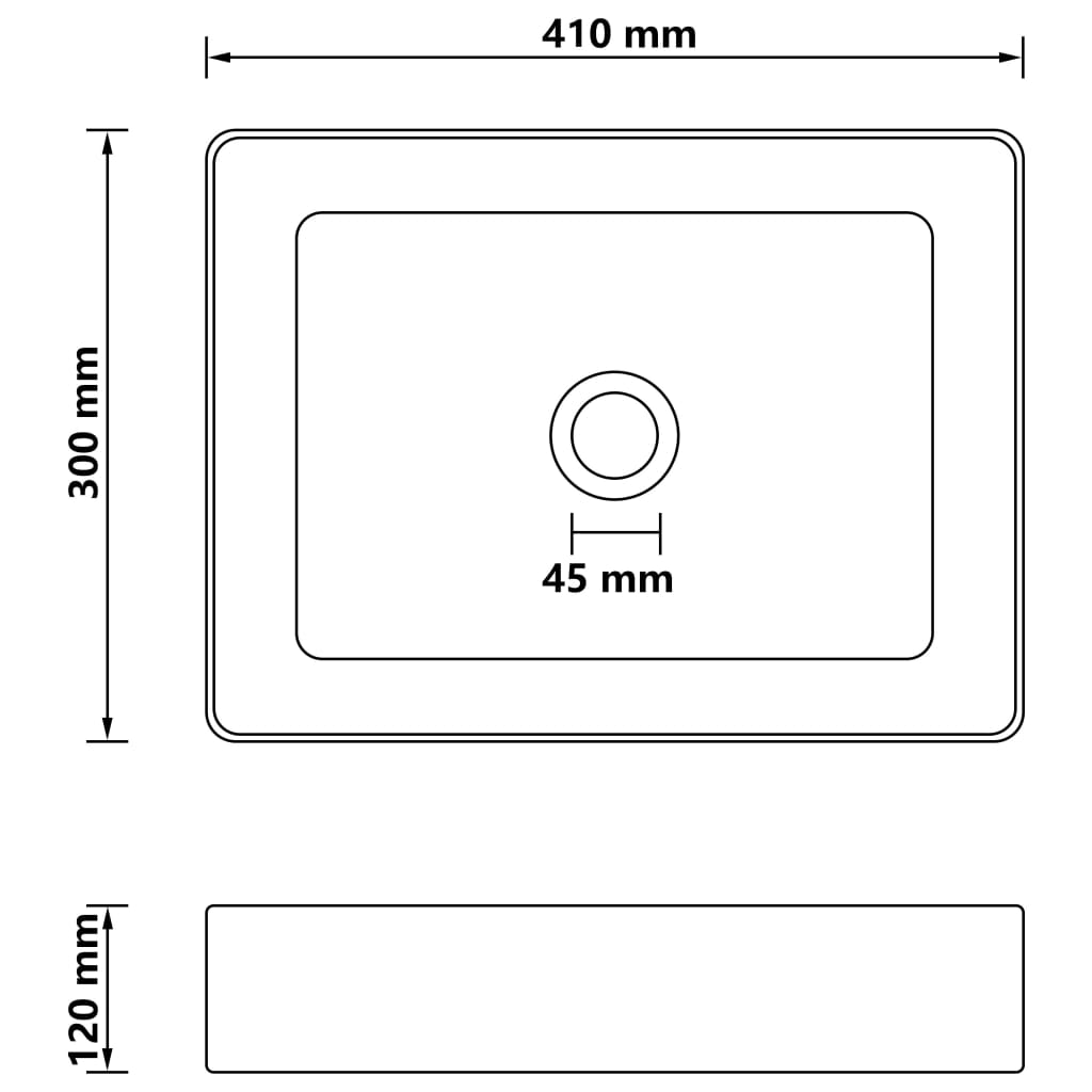 Wastafel 41x30x12 cm keramiek matzwart