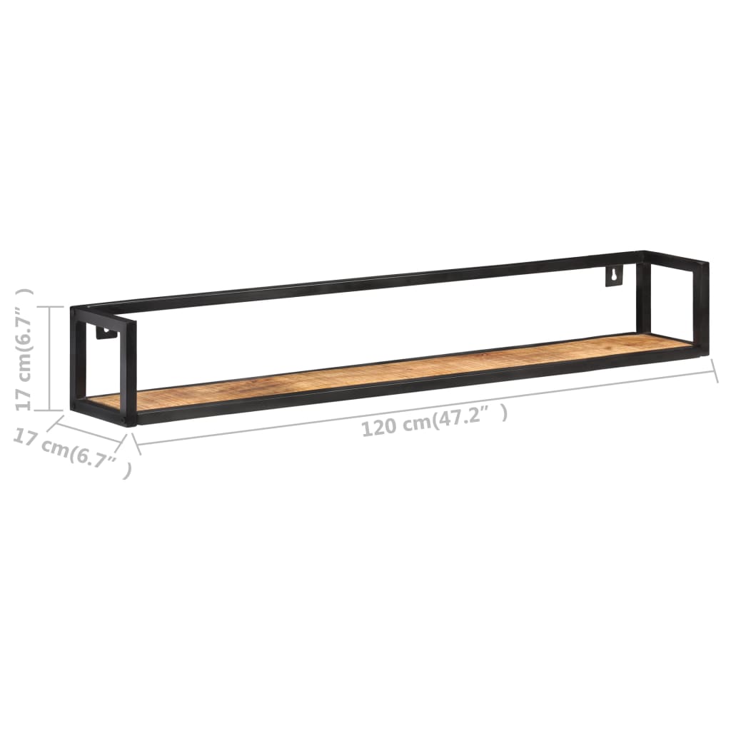 Wandschappen 2 st 120 cm ruw mangohout