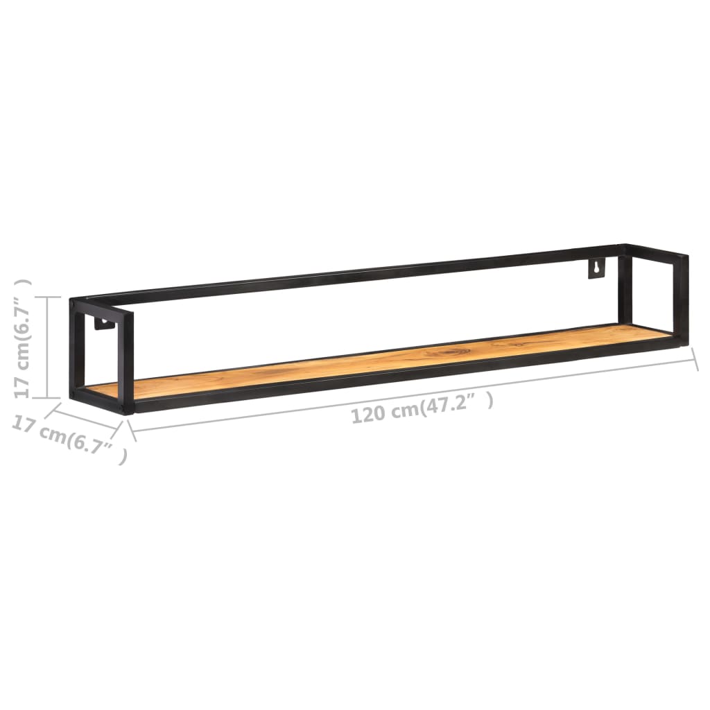 Wandschappen 2 st 120 cm massief acaciahout