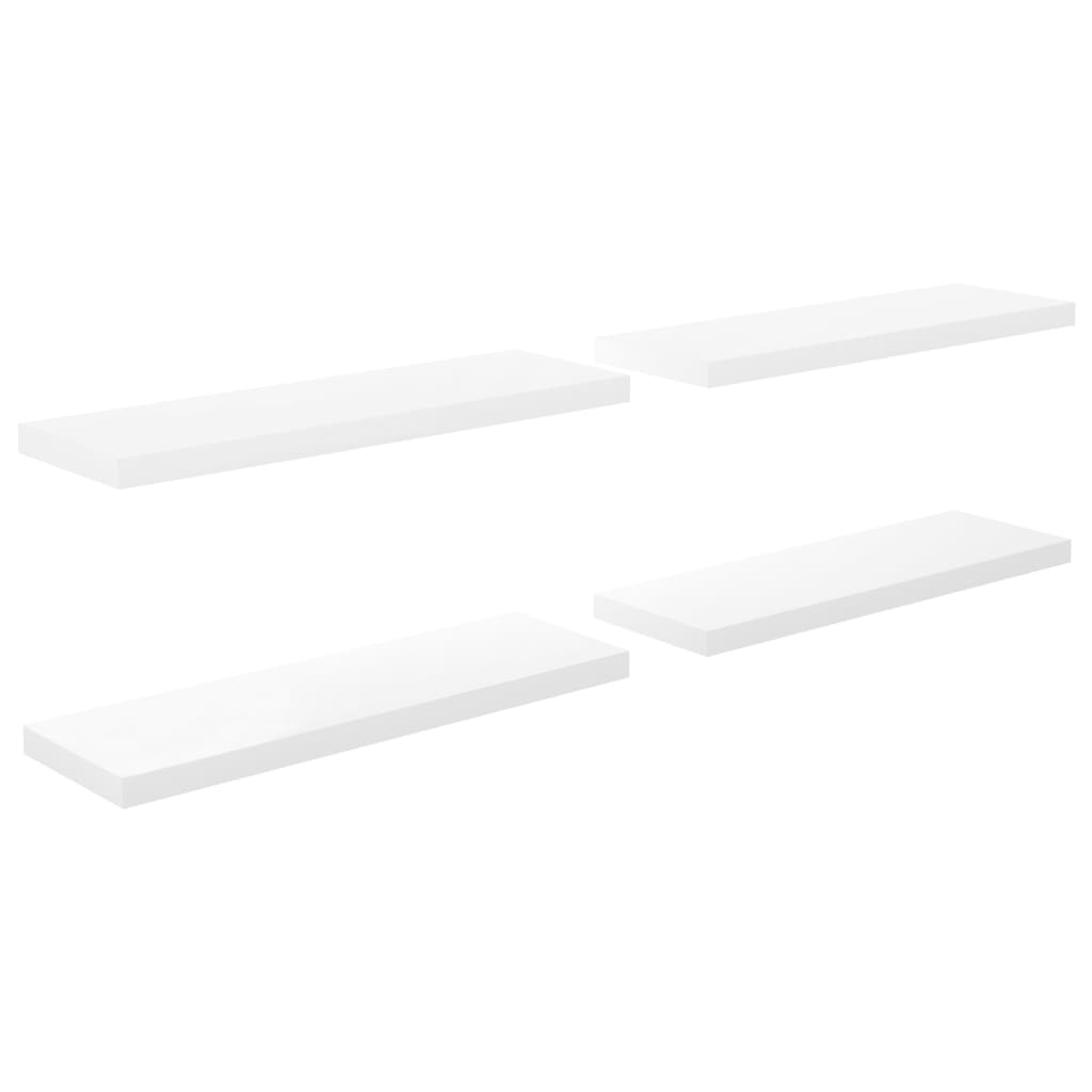 Wandschappen zwevend 4 st 80x23,5x3,8 cm MDF hoogglans wit