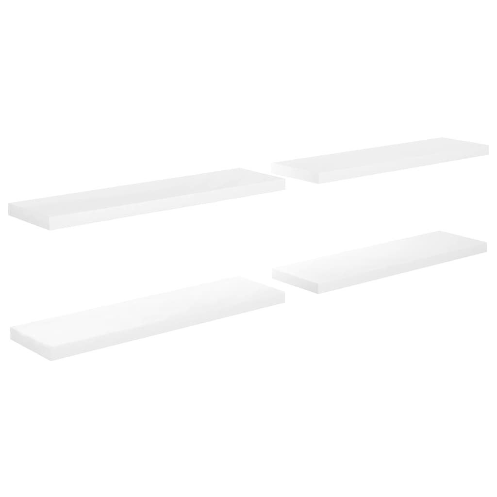 Wandschappen zwevend 4 st 90x23,5x3,8 cm MDF hoogglans wit