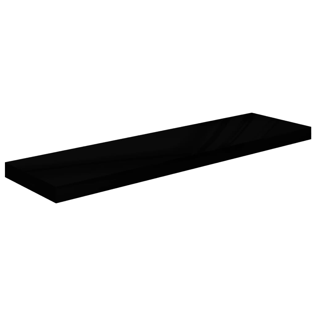 Wandschappen zwevend 2 st 90x23,5x3,8 cm MDF hoogglans zwart