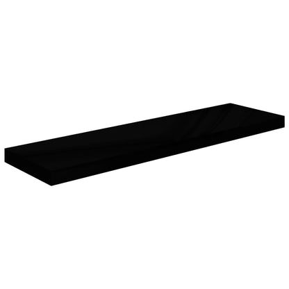 Wandschappen zwevend 2 st 90x23,5x3,8 cm MDF hoogglans zwart