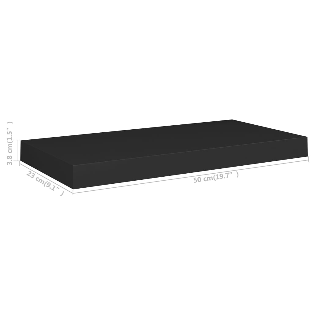 Wandschappen zwevend 4 st 50x23x3,8 cm MDF zwart