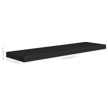 Wandschappen zwevend 2 st 90x23,5x3,8 cm MDF zwart