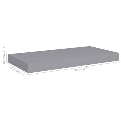 Wandschappen zwevend 4 st 50x23x3,8 cm MDF grijs