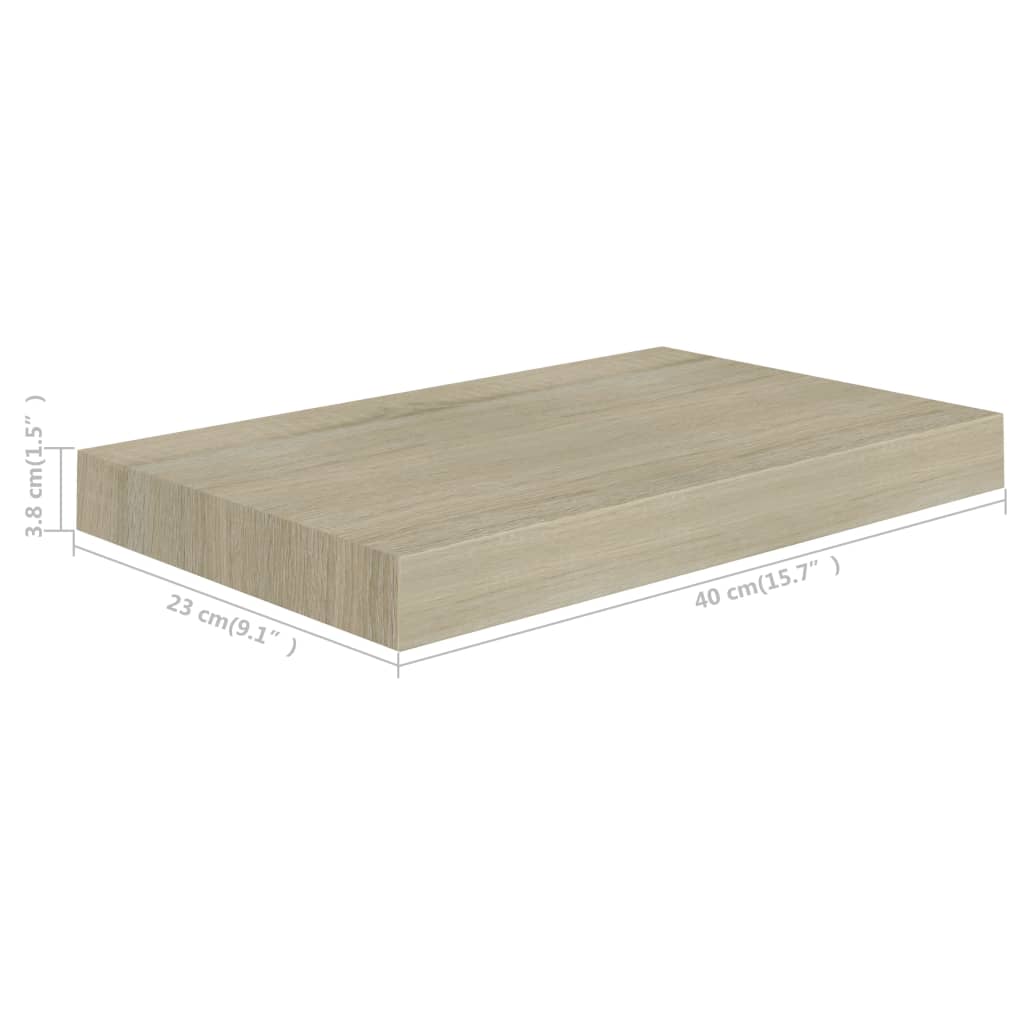 Wandschappen zwevend 4 st 40x23x3,8 cm MDF eikenkleurig