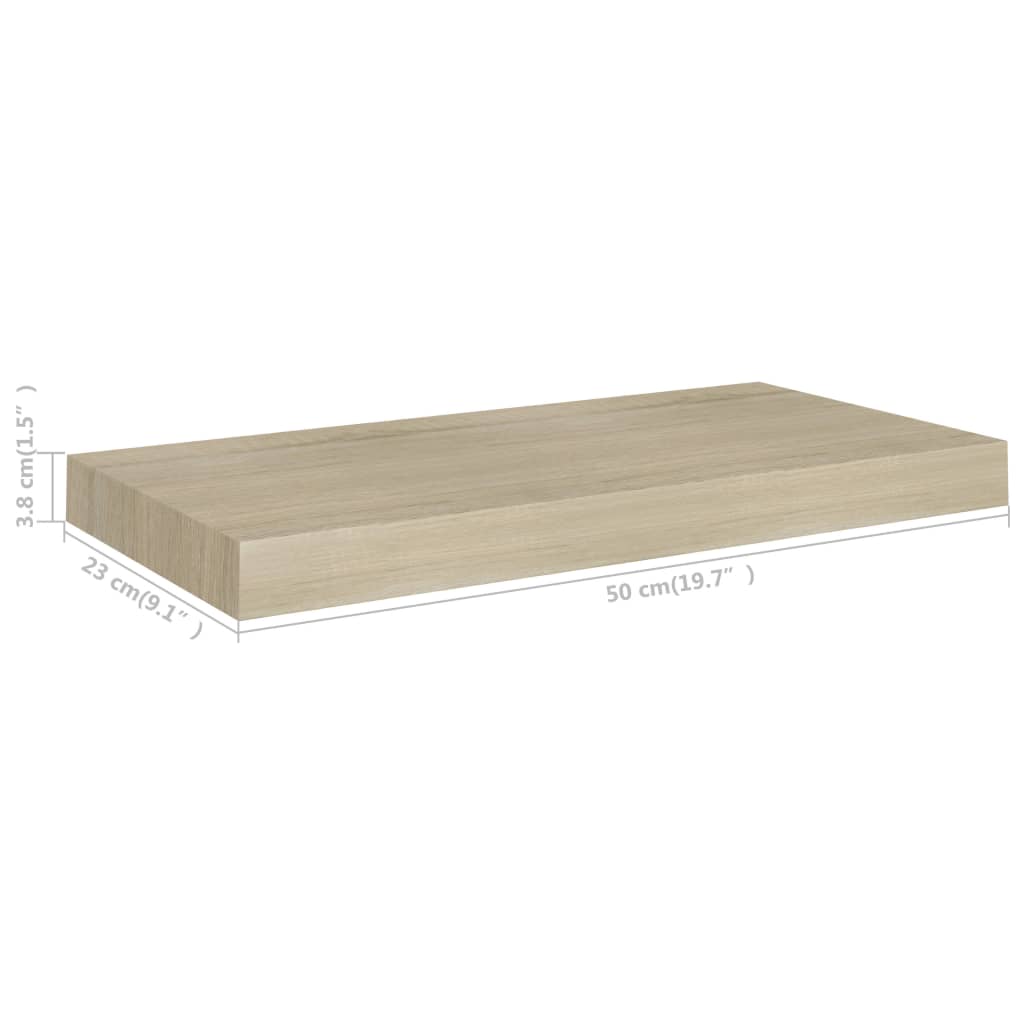 Wandschappen zwevend 4 st 50x23x3,8 cm MDF eikenkleurig