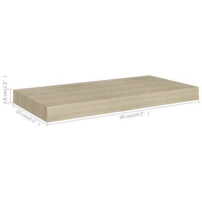 Wandschappen zwevend 4 st 50x23x3,8 cm MDF eikenkleurig