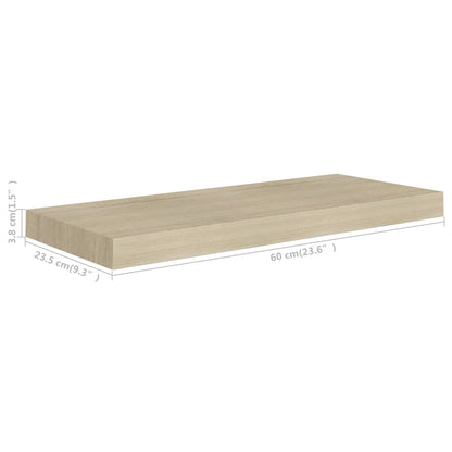 Wandschappen zwevend 4 st 60x23,5x3,8 cm MDF eikenkleurig