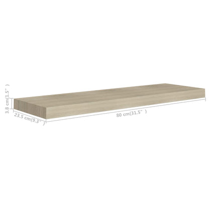 Wandschappen zwevend 4 st 80x23,5x3,8 cm MDF eikenkleurig