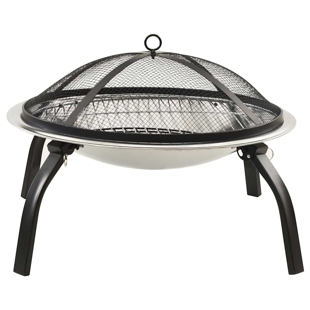 Vuurschaal en barbecue 2-in-1 met pook 56x56x49 cm rvs