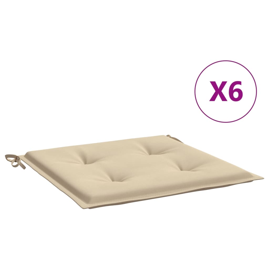 Tuinstoelkussens 6 st 40x40x3 cm oxford stof beige