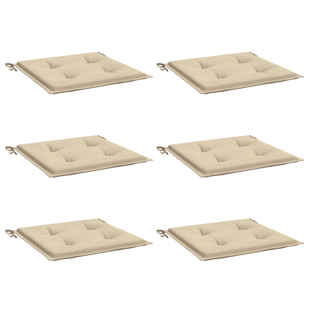 Tuinstoelkussens 6 st 40x40x3 cm oxford stof beige