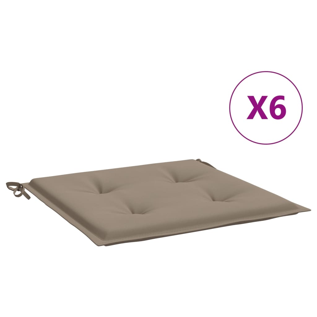 Tuinstoelkussens 6 st 40x40x3 cm oxford stof taupe