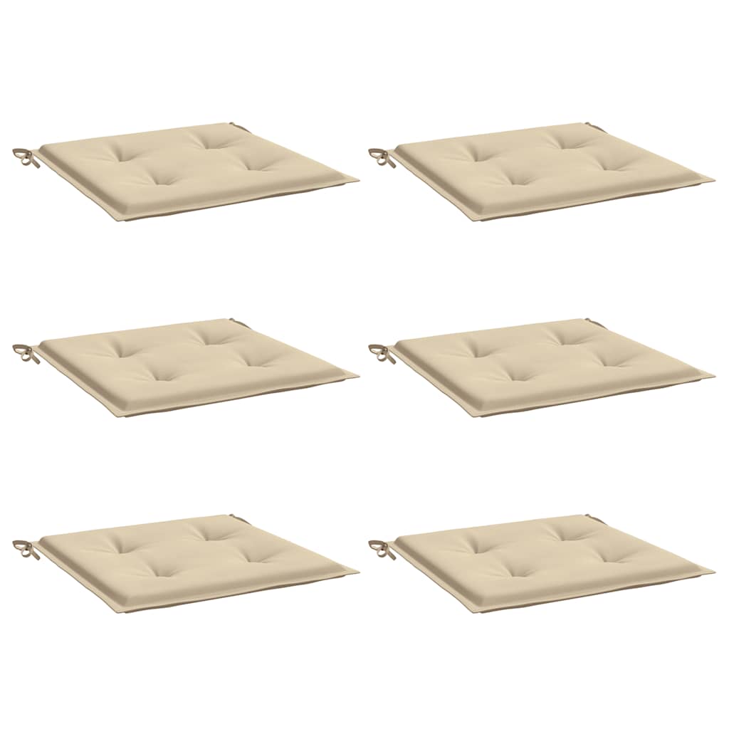 Tuinstoelkussens 6 st 50x50x3 cm oxford stof beige