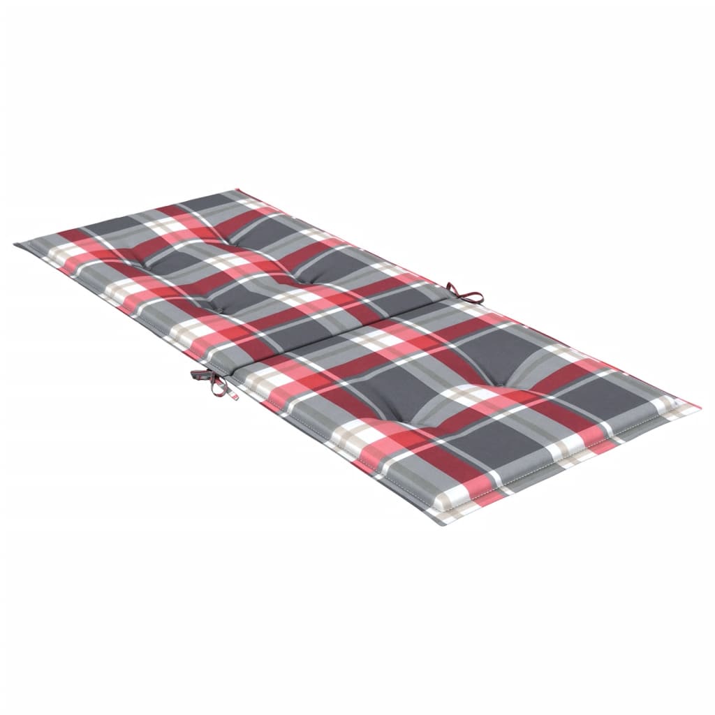 Tuinstoelkussens 4 st 120x50x3 cm stof ruitpatroon rood