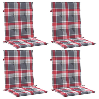 Tuinstoelkussens 4 st 100x50x3 cm oxford stof ruitpatroon rood