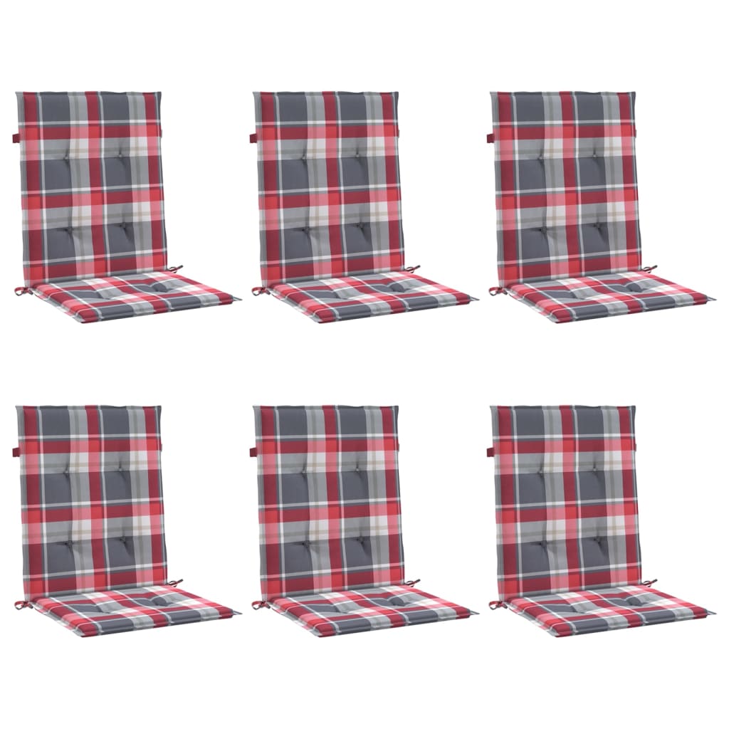 Tuinstoelkussens 6 st 100x50x3 cm oxford stof ruitpatroon rood