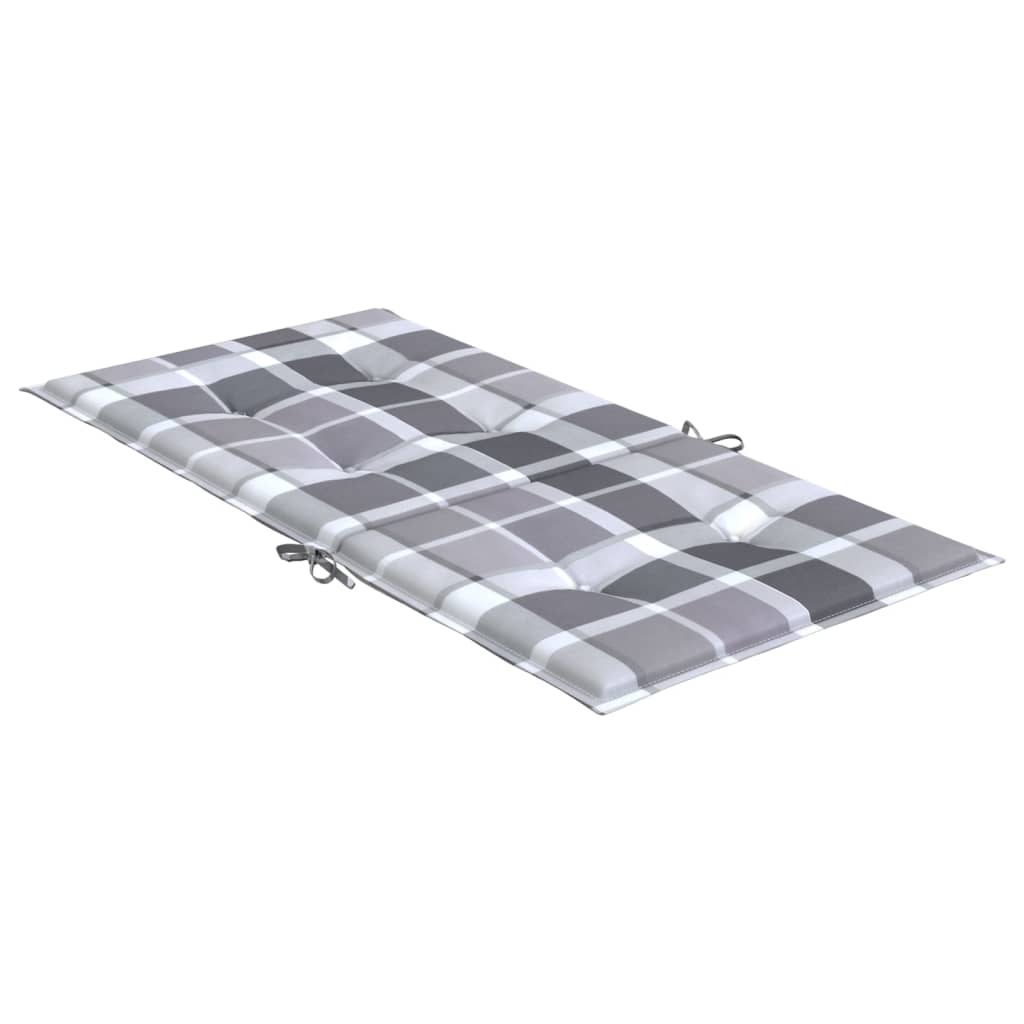 Tuinstoelkussens 4 st 100x50x3 cm oxford stof ruitpatroon grijs