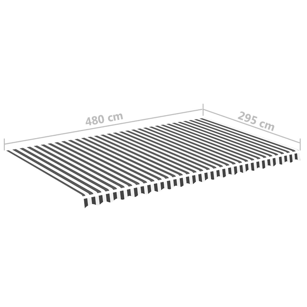 Vervangingsdoek voor luifel 5x3 m antracietkleurig en wit