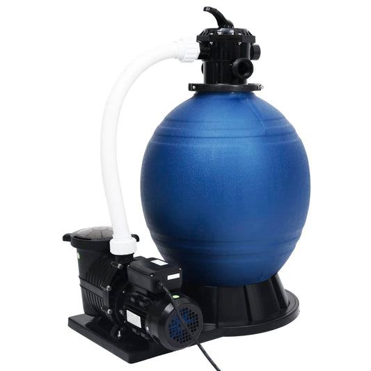 Zandfilter met 7 instellingen en 1000 W pomp blauw en zwart