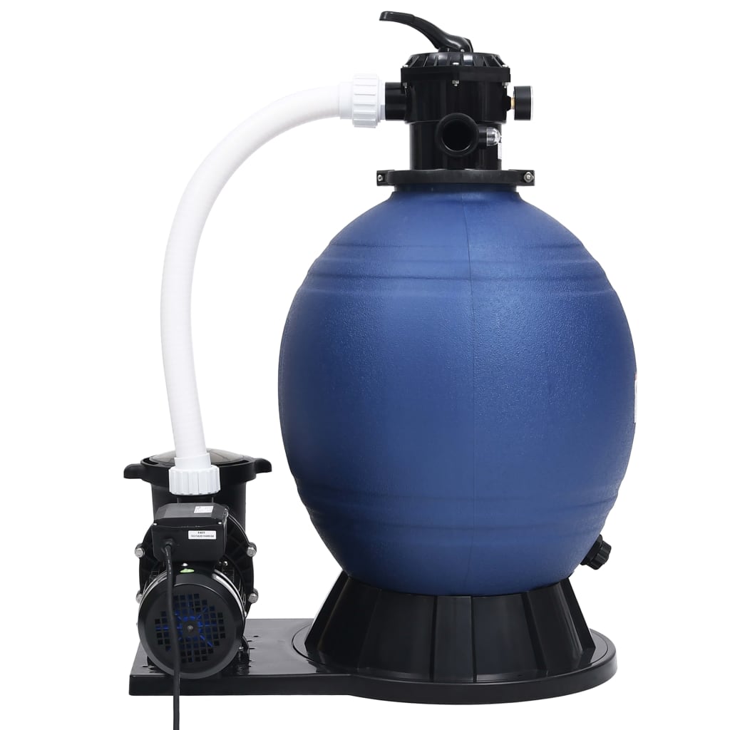 Zandfilter met 7 instellingen en 1000 W pomp blauw en zwart