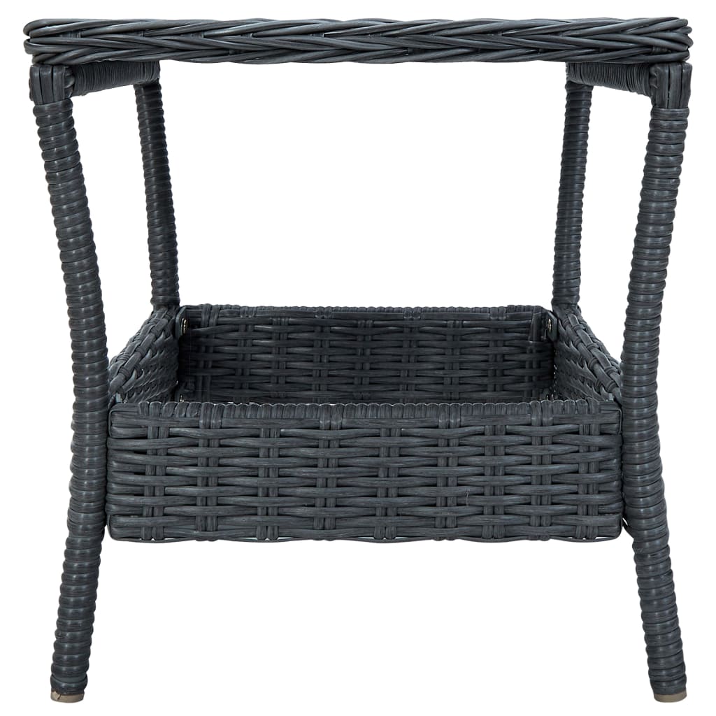 Tuintafel 45x45x46,5 cm poly rattan donkergrijs