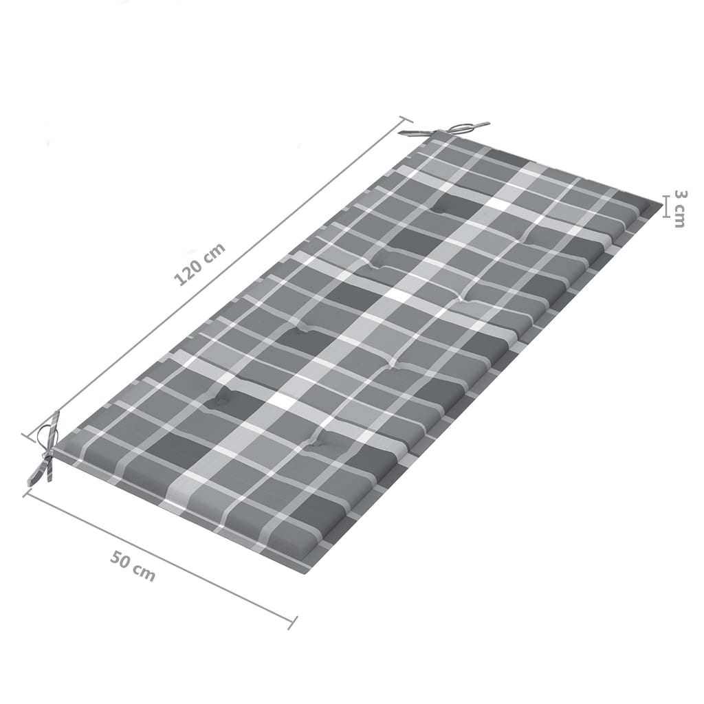 Tuinbank 2-zits met kussen 120 cm eucalyptushout grijs