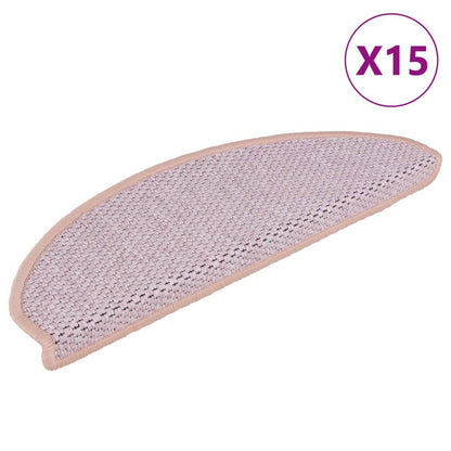 Trapmatten zelfklevend 15 st sisal-look 65x21x4 cm roze