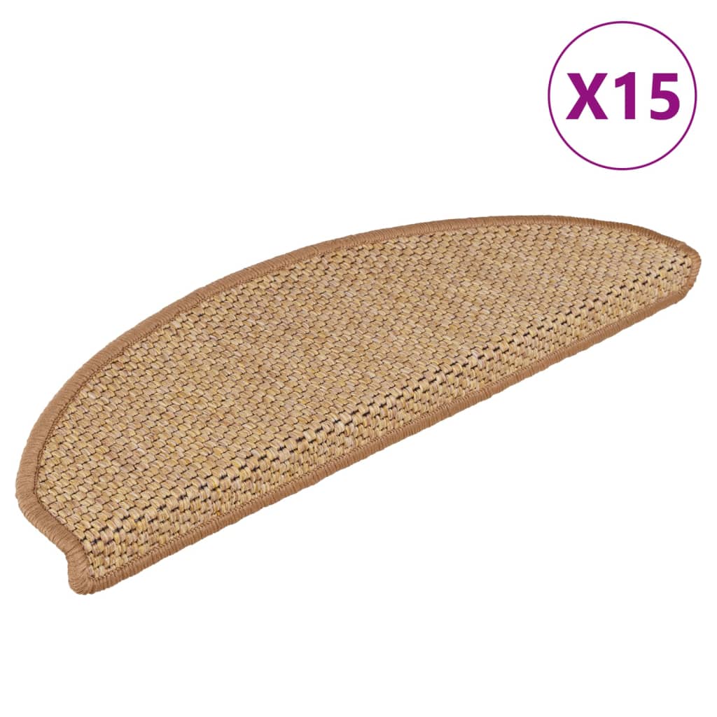 Trapmatten zelfklevend 15 st sisal-look 65x21x4 cm sisalkleurig