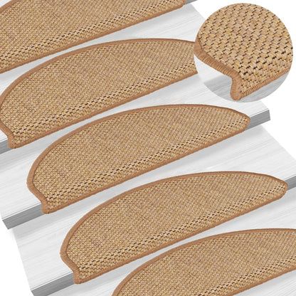 Trapmatten zelfklevend 15 st sisal-look 65x21x4 cm sisalkleurig