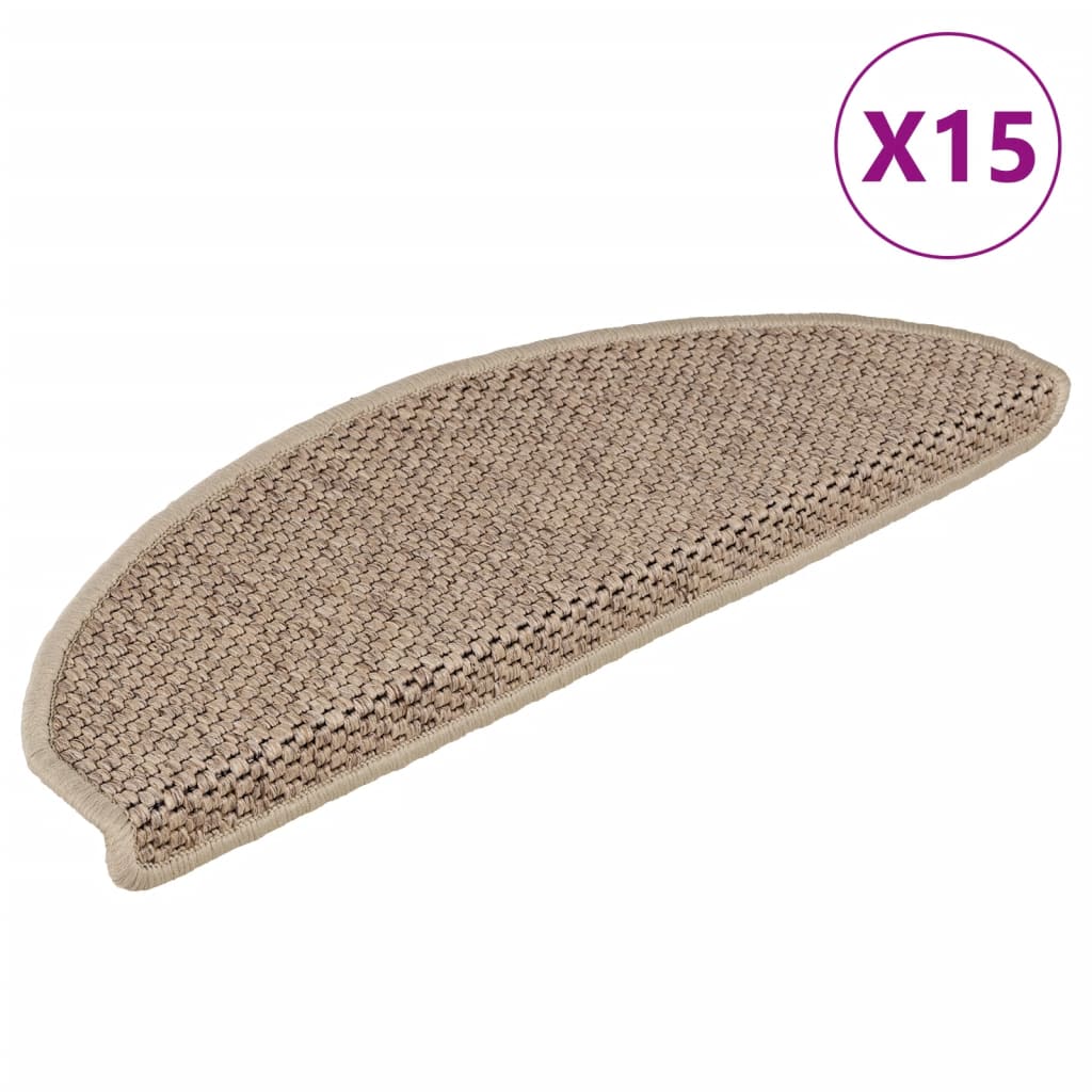 Trapmatten zelfklevend 15 st sisal-look 65x21x4 cm zandkleurig