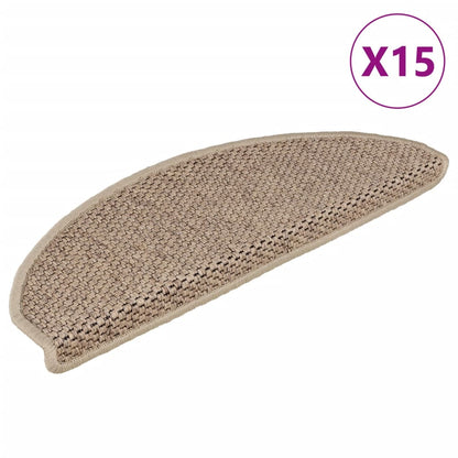 Trapmatten zelfklevend 15 st sisal-look 65x21x4 cm zandkleurig