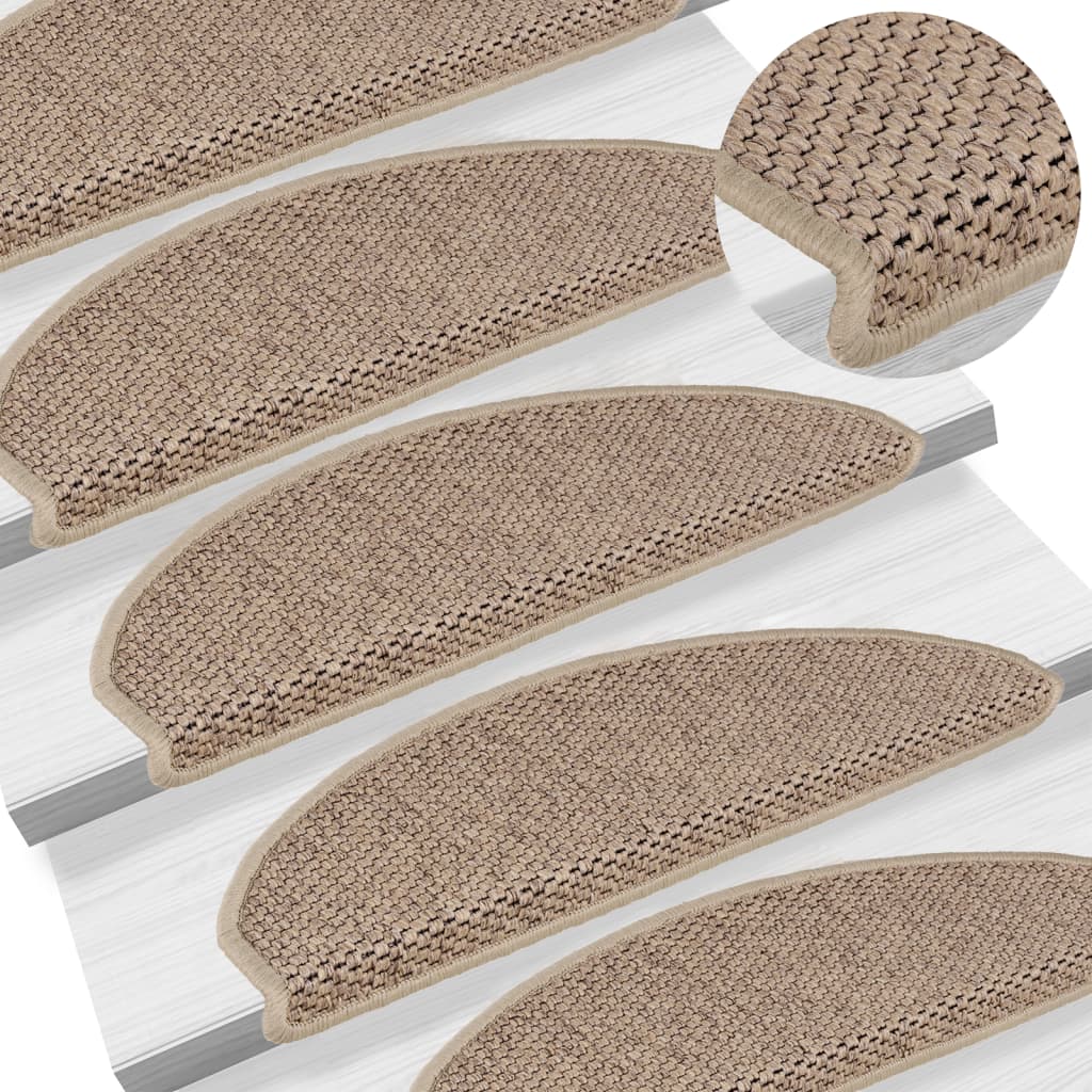 Trapmatten zelfklevend 15 st sisal-look 65x21x4 cm zandkleurig