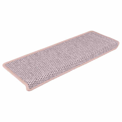 Trapmatten zelfklevend 15 st sisal-look 65x21x4 cm roze