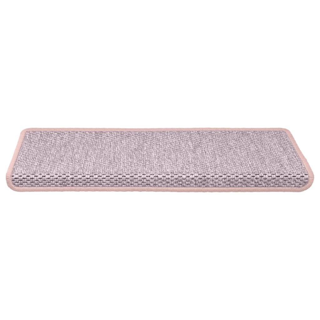 Trapmatten zelfklevend 15 st sisal-look 65x21x4 cm roze