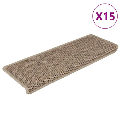 Trapmatten zelfklevend 15 st sisal-look 65x21x4 cm zandkleurig