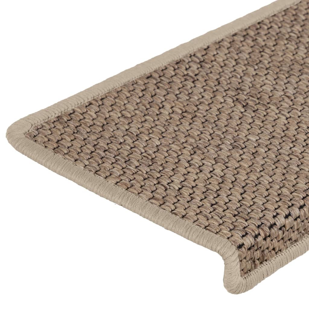 Trapmatten zelfklevend 15 st sisal-look 65x21x4 cm zandkleurig