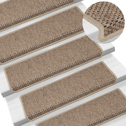 Trapmatten zelfklevend 15 st sisal-look 65x21x4 cm zandkleurig