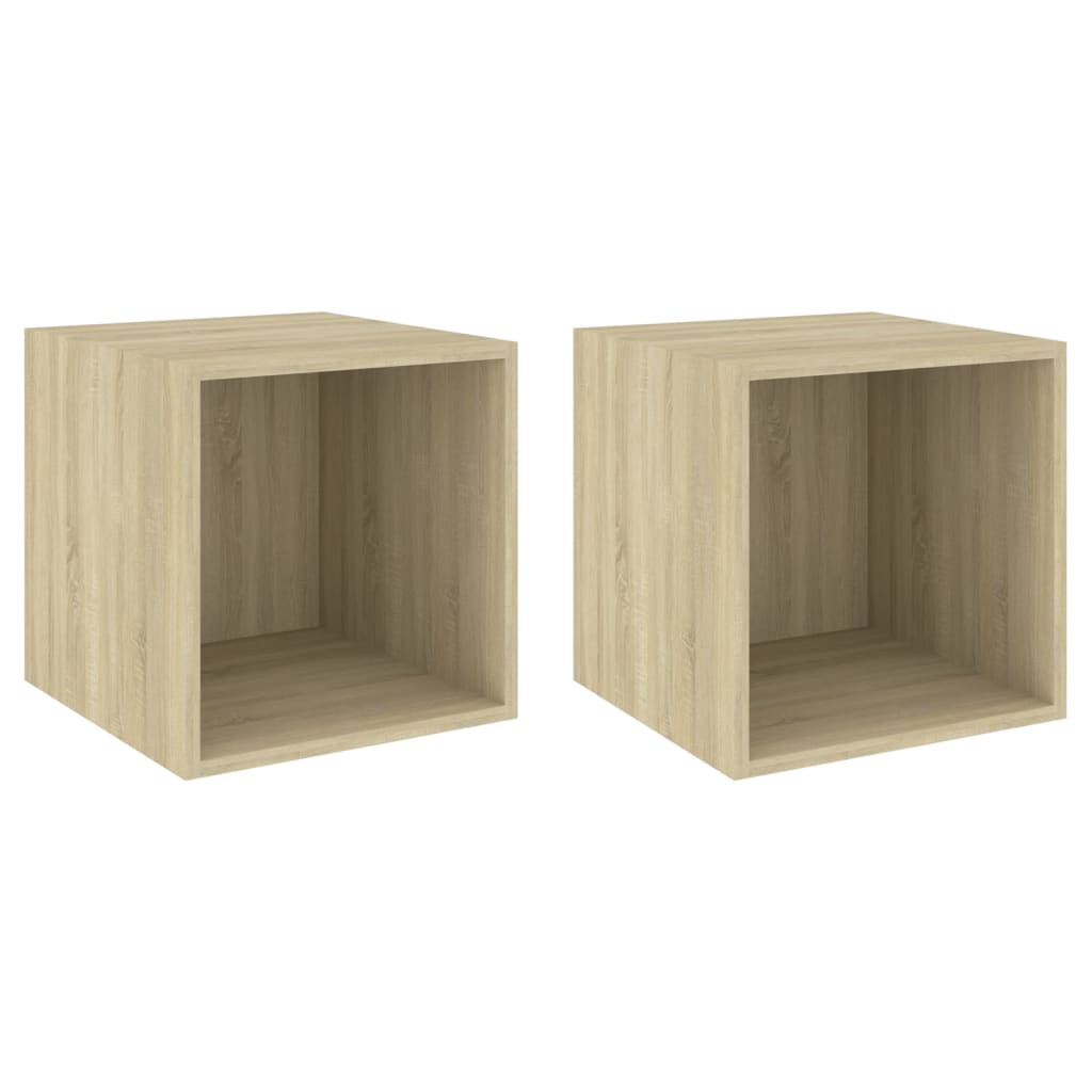 Wandkasten 2 st 37x37x37 cm bewerkt hout sonoma eikenkleurig