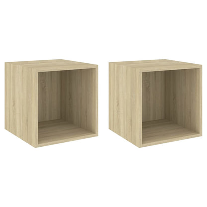 Wandkasten 2 st 37x37x37 cm bewerkt hout sonoma eikenkleurig