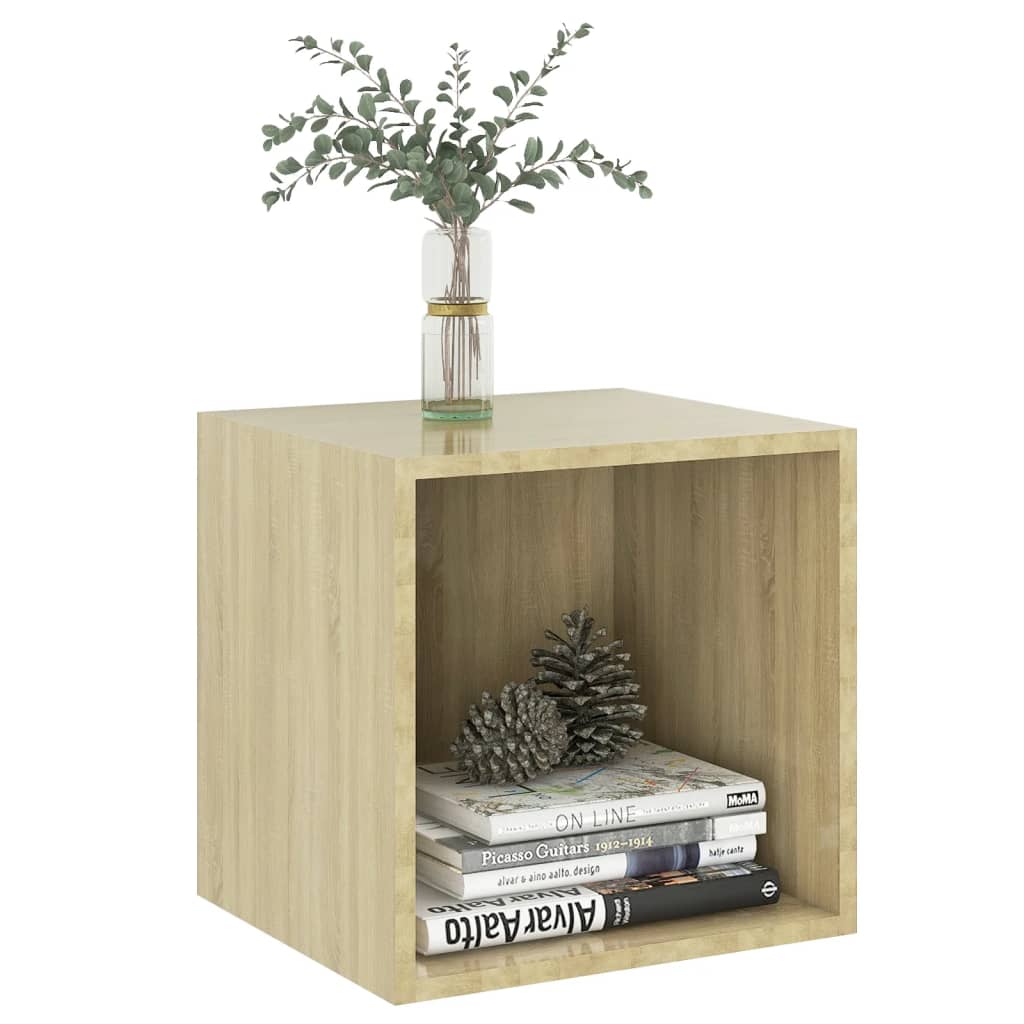 Wandkasten 2 st 37x37x37 cm bewerkt hout sonoma eikenkleurig